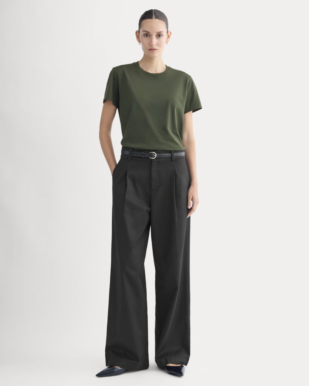 The Box-Cut Tee in Essential Cotton | Dark Green | No Pocket