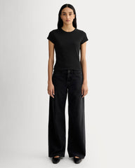 The Pointelle Short-Sleeve Tee | Black