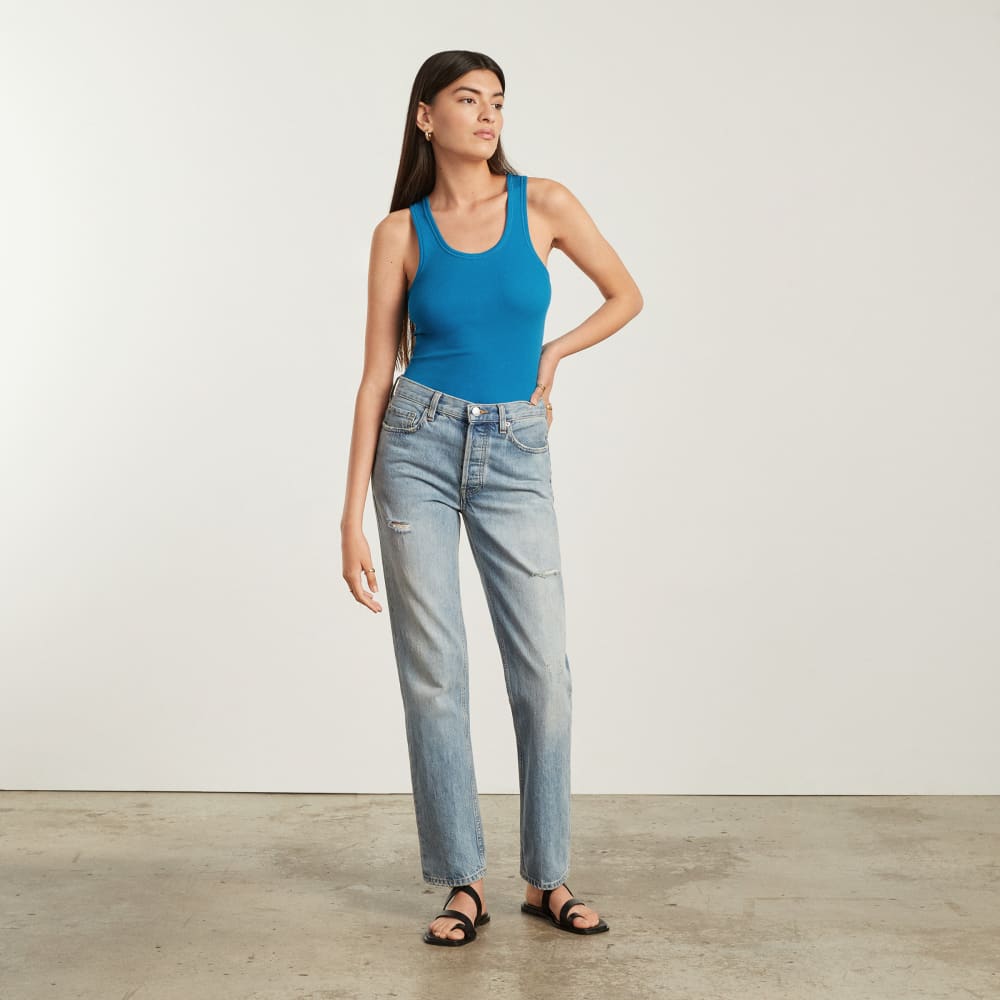 The Pima Micro-Rib U-neck Tank | Horizon Blue