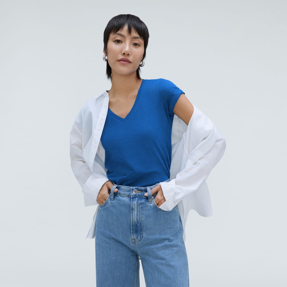 The Organic Cotton V-Neck | Lapis Blue