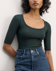 The Luxe Rib Scoop-Neck Tee | Scarab