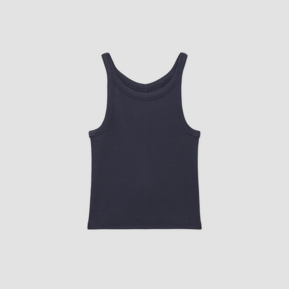The Supima® Micro-Rib Cropped Tank | Navy