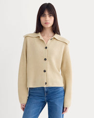 Fisherman Cardigan in Wool Cashmere | Heather Light Camel