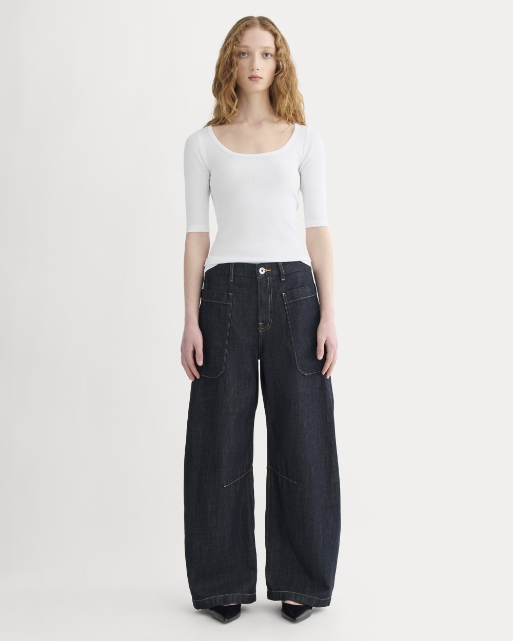 The Luxe Rib Scoop-Neck Tee | White