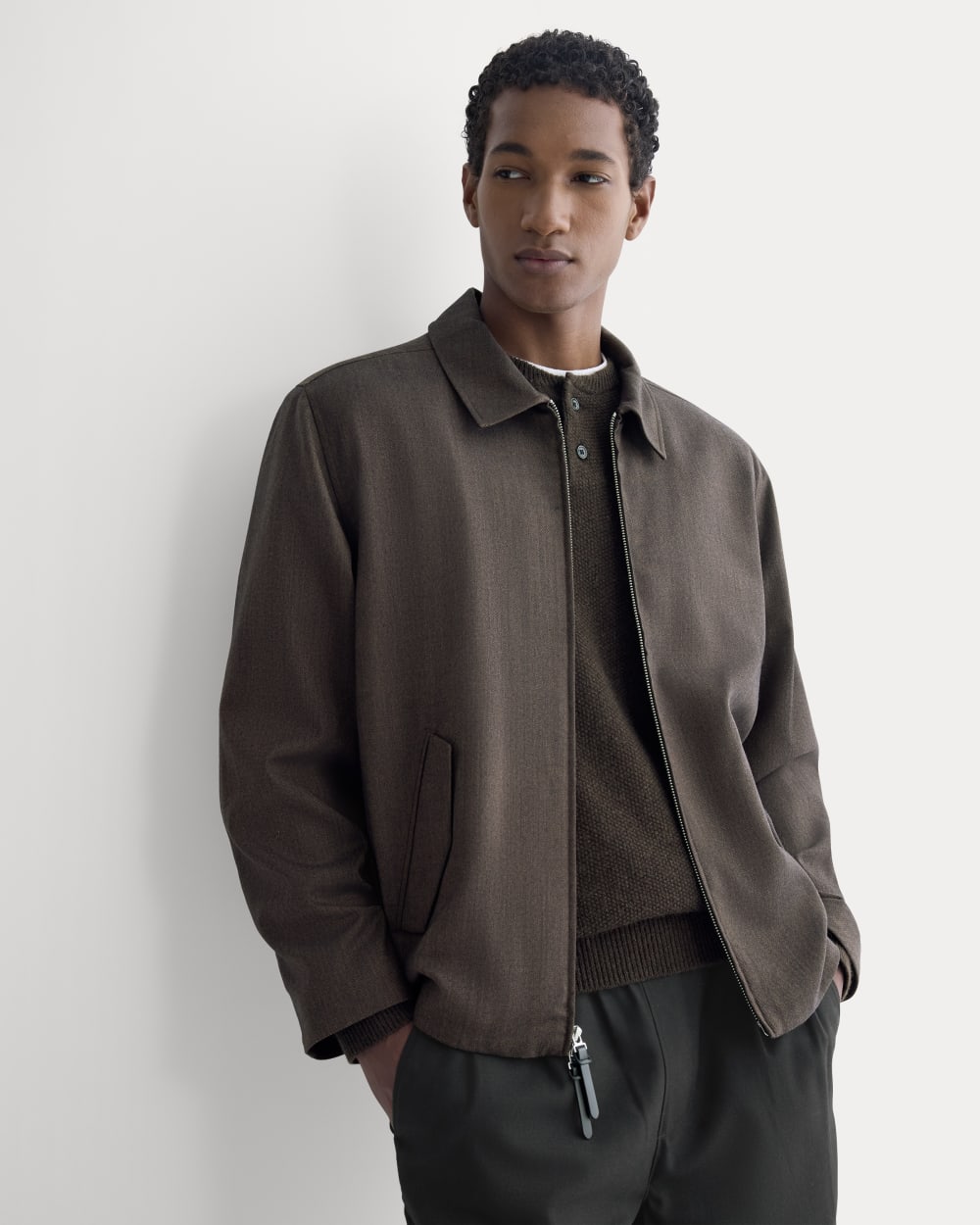 Tailored Zip Jacket | Heathered Fudge