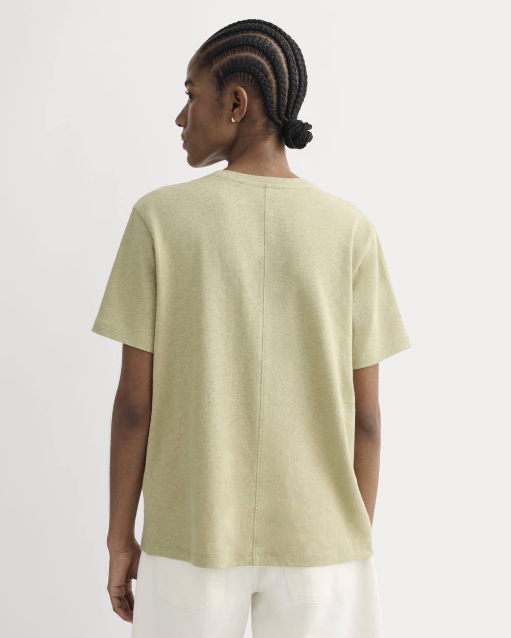 The Slouchy V-Neck Tee in Cotton Linen | Eucalyptus