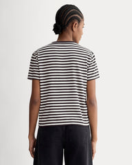 The Box-Cut Tee in Essential Cotton | Black / Bone | No Pocket