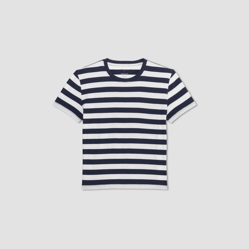 The Box-Cut Tee in Essential Cotton | Navy / Canvas | No Pocket