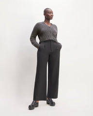 The Alpaca V-Neck Cropped Cardigan | Dark Charcoal
