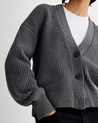 The Boxy Cardigan in Everyday Cotton | Heathered Charcoal