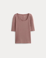 The Luxe Rib Scoop-Neck Tee | Rose Dusk