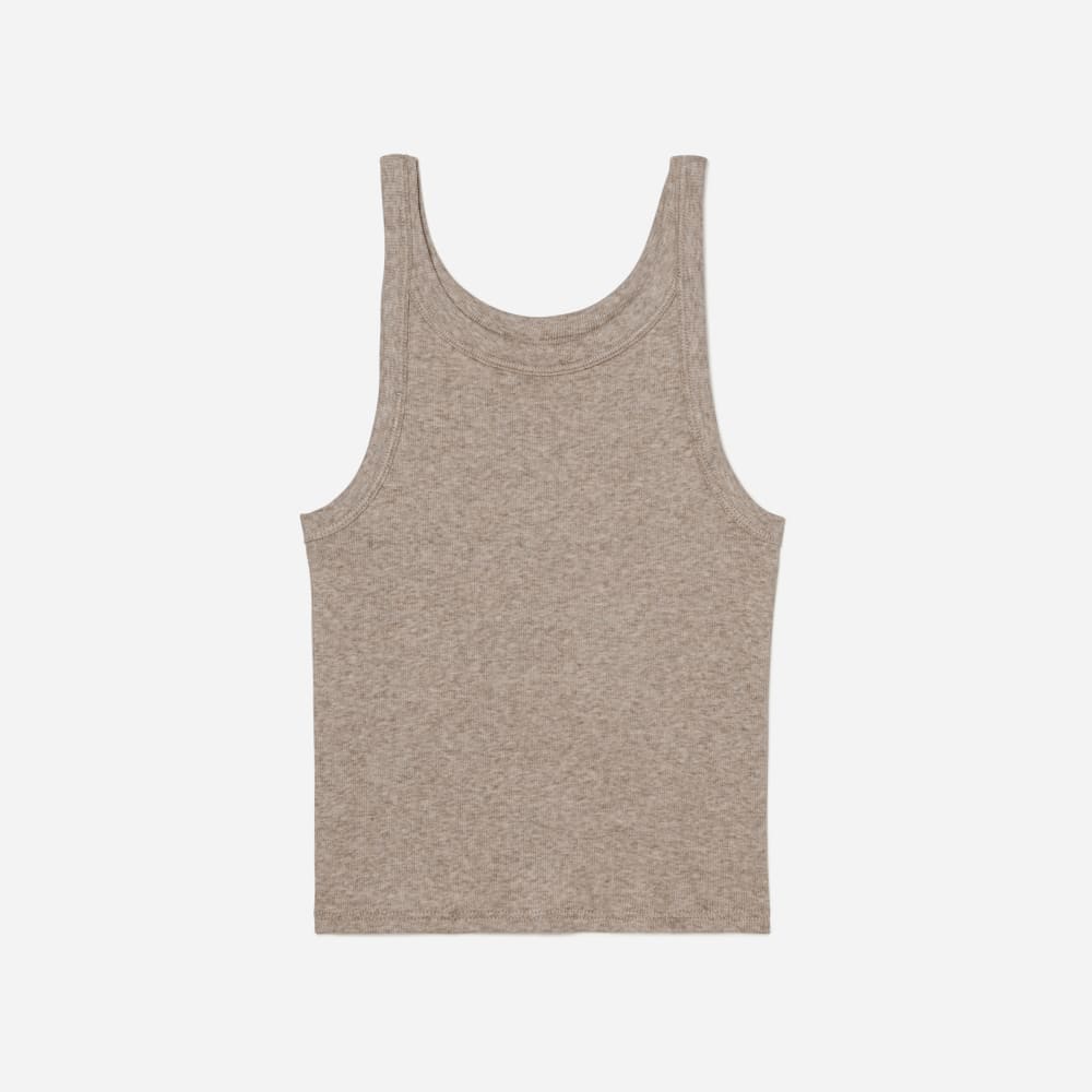 The Pima Micro-Rib Short Tank | Heathered Burnt Sugar