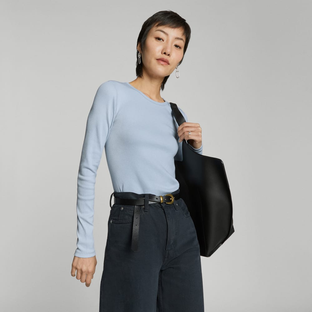 The Pima Micro-Rib Long-Sleeve Crew | Mist