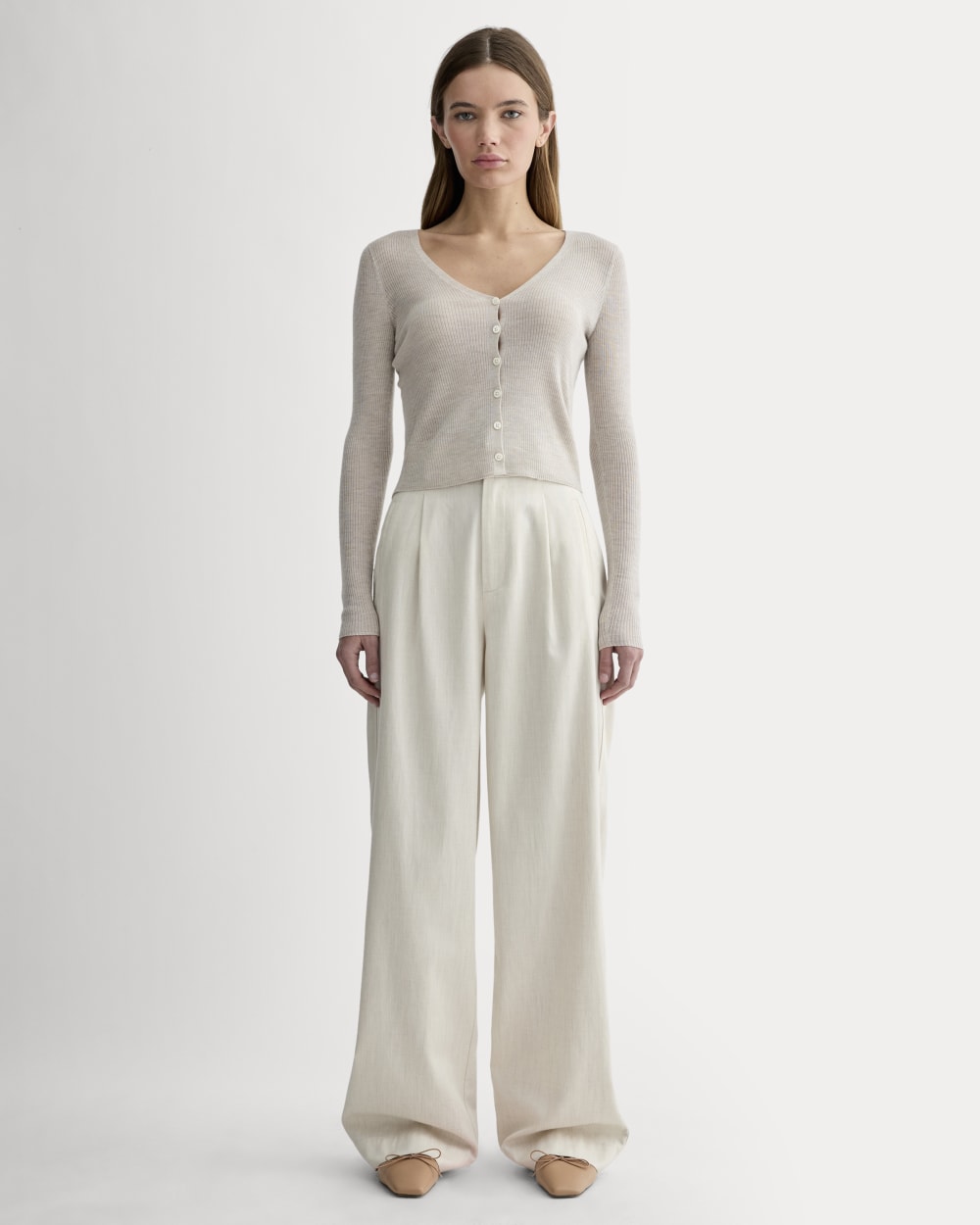 The Cardigan in Ultrasoft Merino | Heather Oatmeal