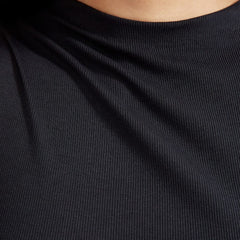 The Pima Micro-Rib Funnel-Neck Tank | Black