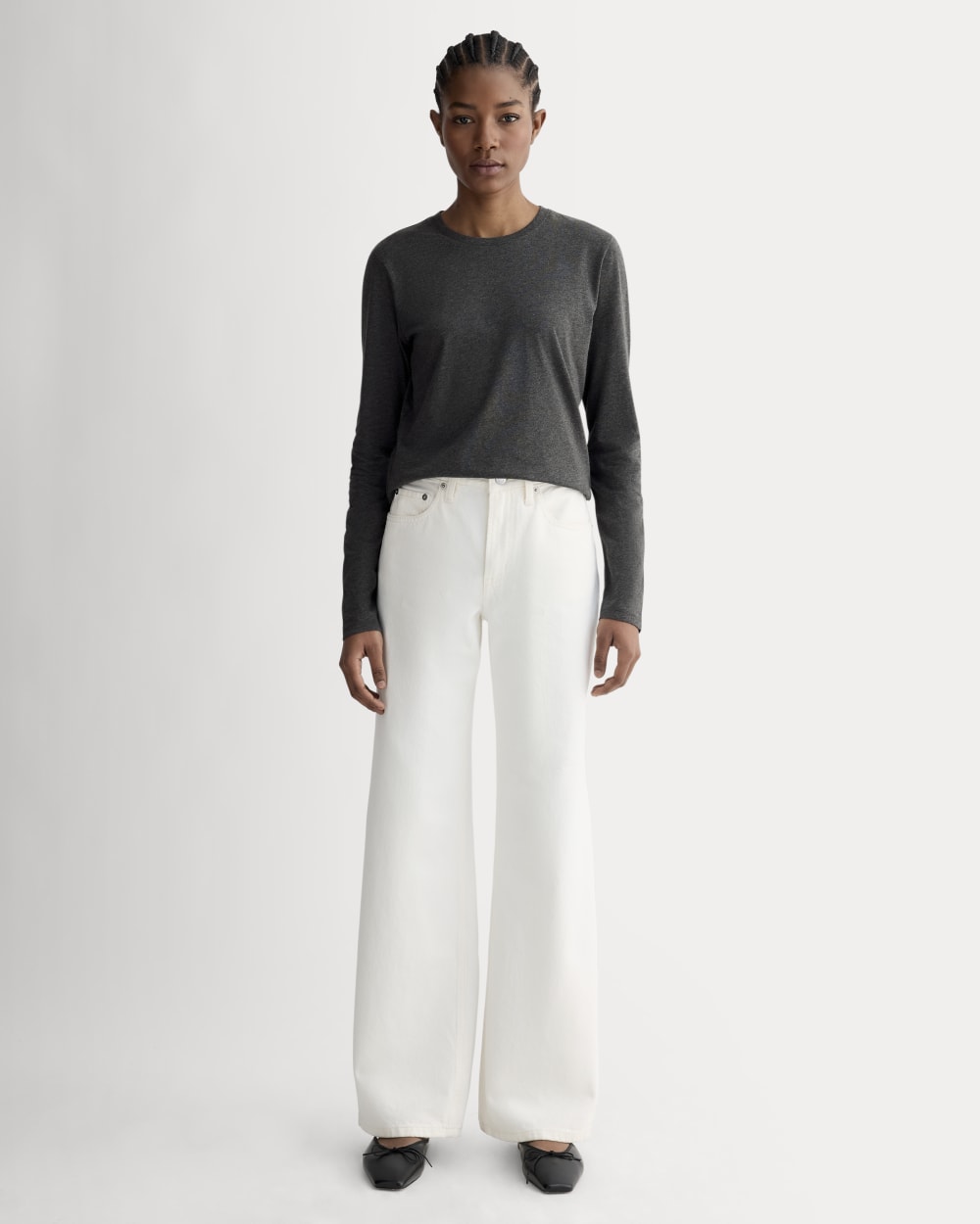 The Slim Long-Sleeve Crew in Essential Cotton | Heathered Soot