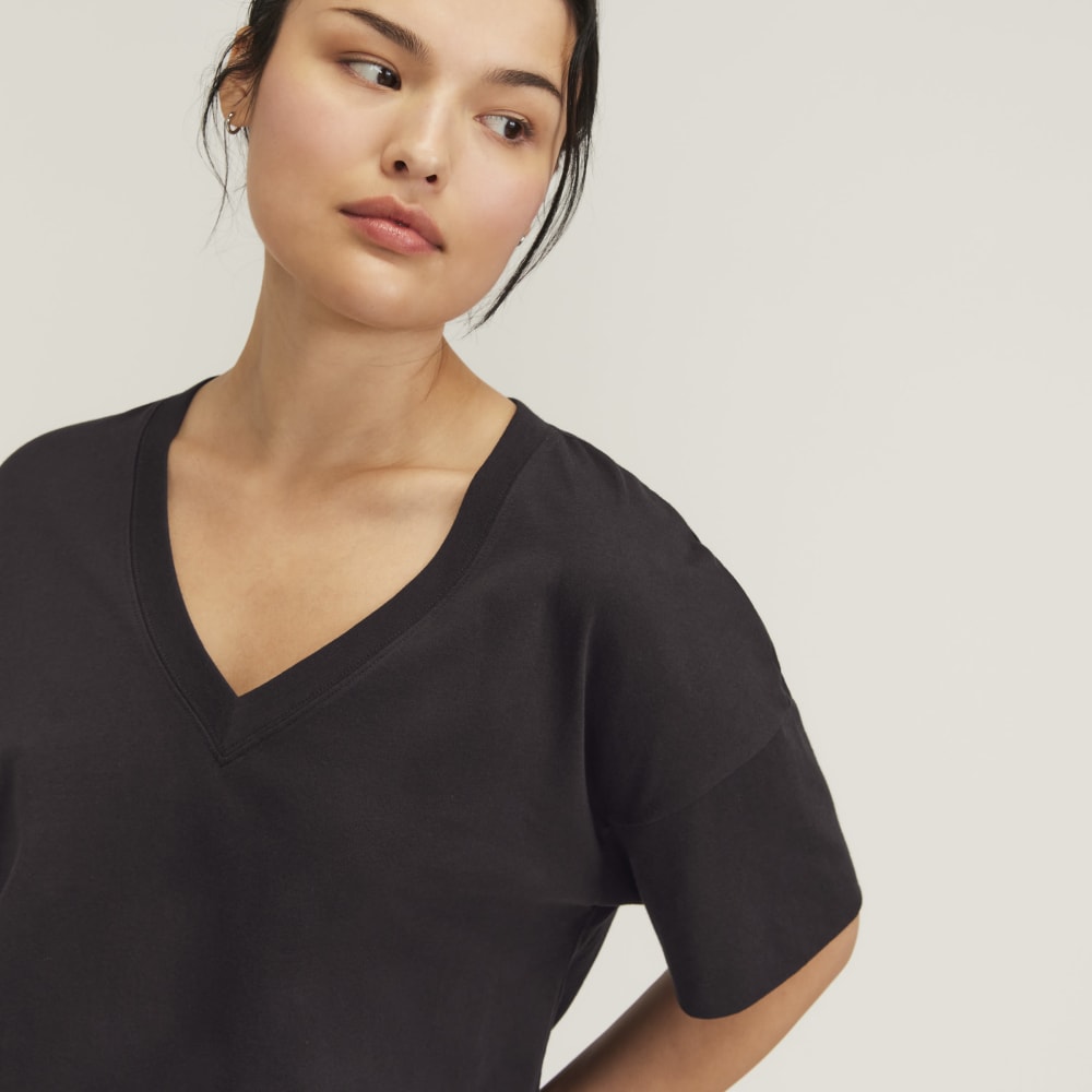 The Organic Cotton Slouchy V-Neck | Vintage Black