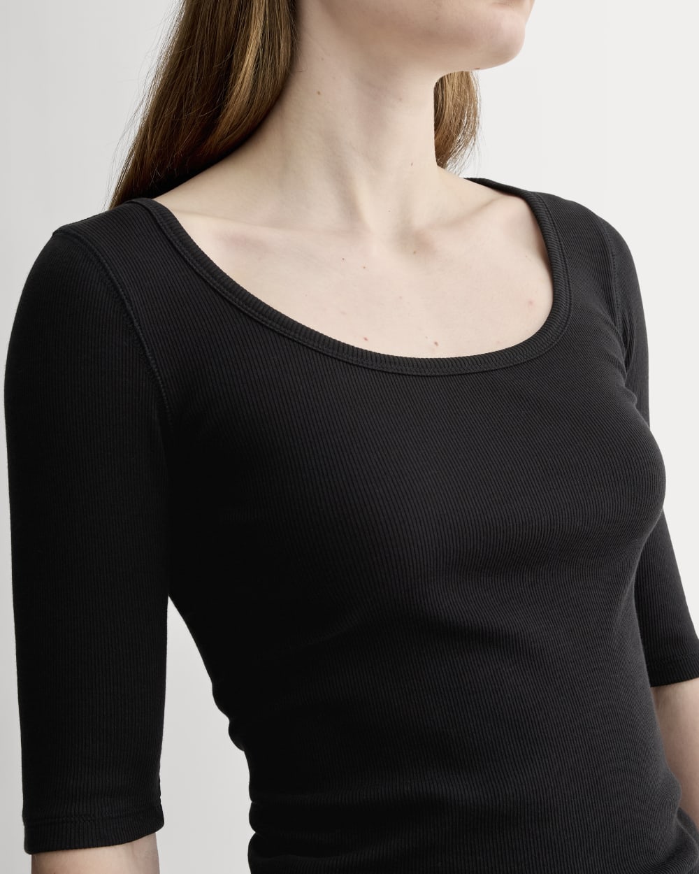 The Luxe Rib Scoop-Neck Tee | Black