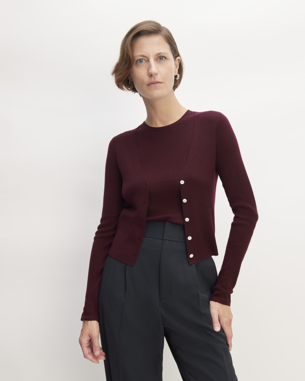 The Cardigan in Ultrasoft Merino | Burgundy