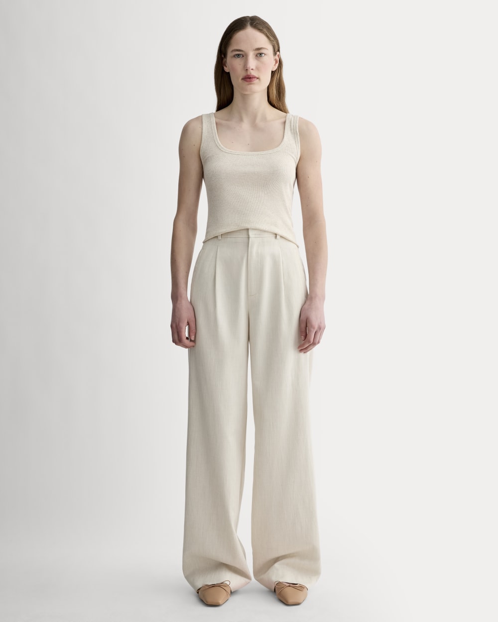 The Luxe Rib Square-Neck Tank | Heathered Oat