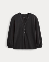 The Air V-Neck Henley | Black