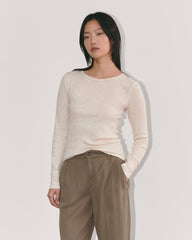 The Luxe Rib Long-Sleeve Crew | Heathered Oat