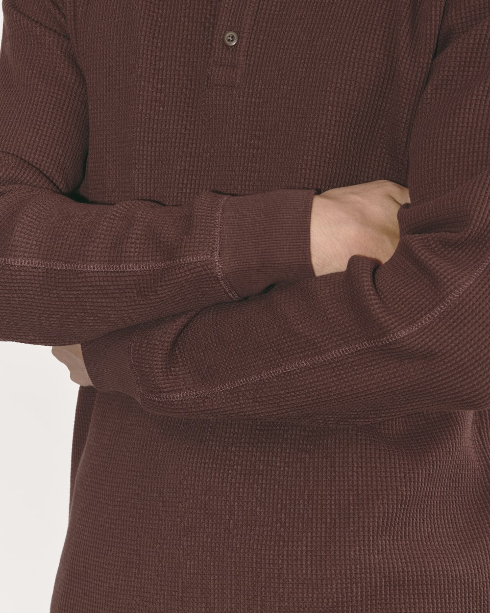 The Waffle Long-Sleeve Henley | Dark Mahogany