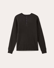 The Waffle Long-Sleeve Henley | Black