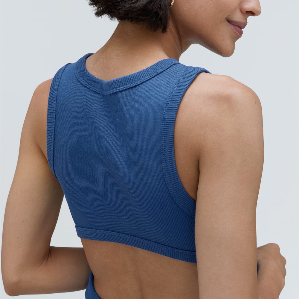The Ribbed Cutout Tank | Deep Blue