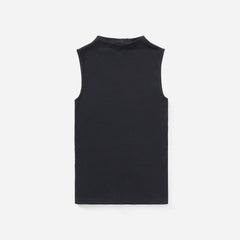 The Pima Micro-Rib Funnel-Neck Tank | Black