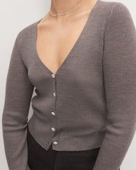 The Cardigan in Ultrasoft Merino | Heather Cocoa