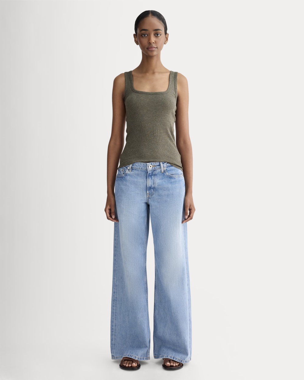 The Luxe Rib Square-Neck Tank | Heathered Fatigue