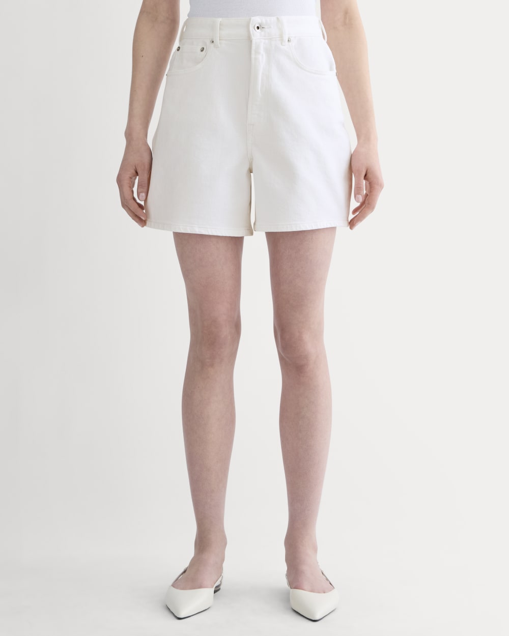 The A-Line Denim Short | White