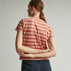The Box-Cut Tee in Essential Cotton | Redwood Stripe | No Pocket