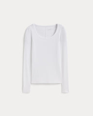 The Luxe Rib Long-Sleeve Scoop-Neck Tee | White