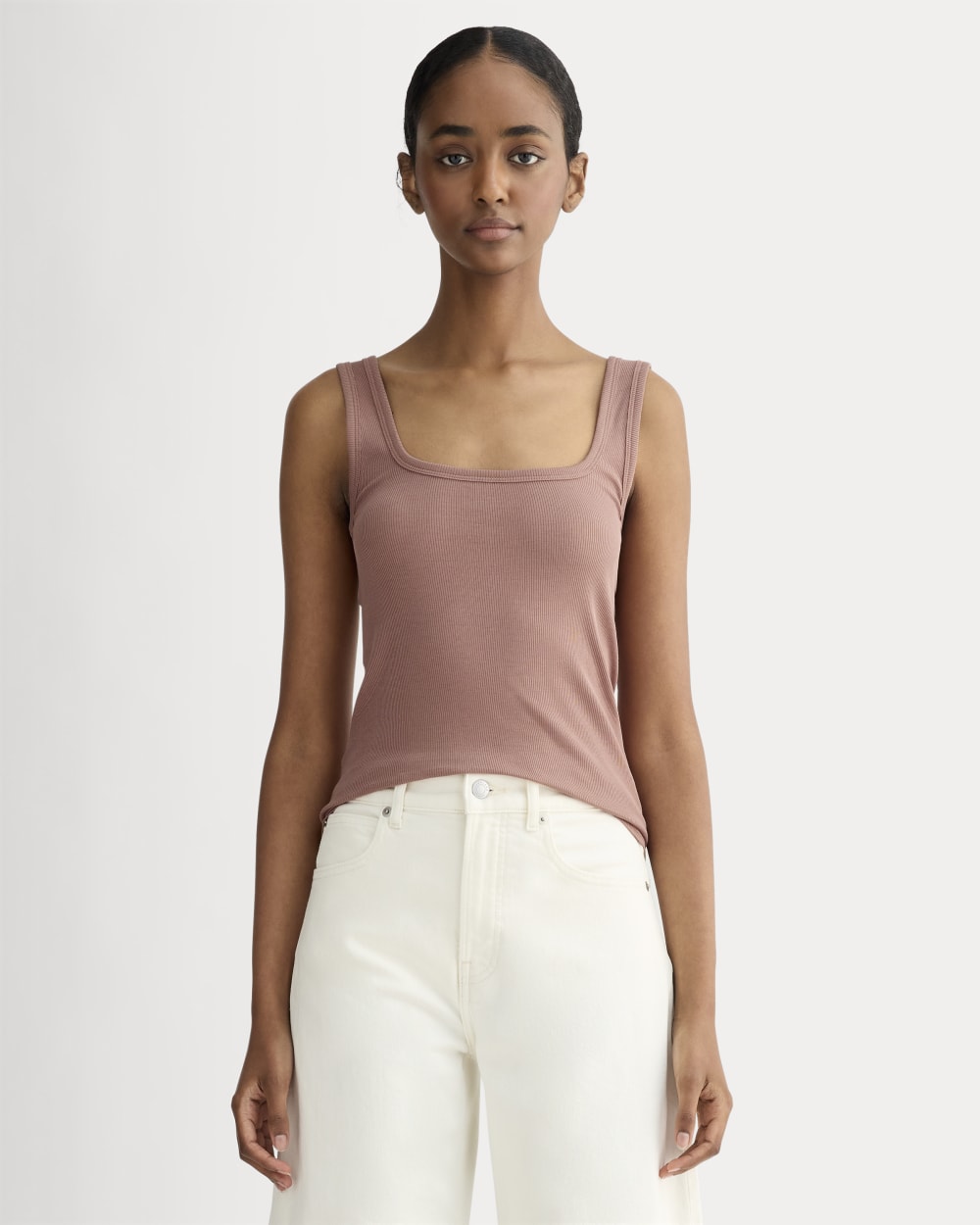 The Luxe Rib Square-Neck Tank | Rose Dusk