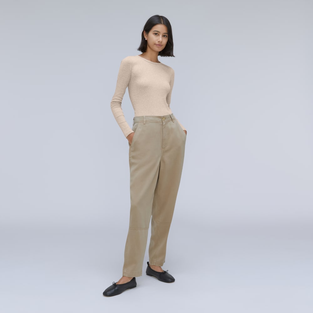 The Luxe Rib Long-Sleeve Crew | Heathered Meringue