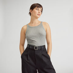 The Supima® Micro-Rib Cropped Tank | Heather Grey