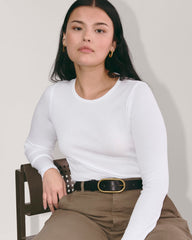 The Luxe Rib Long-Sleeve Crew | White