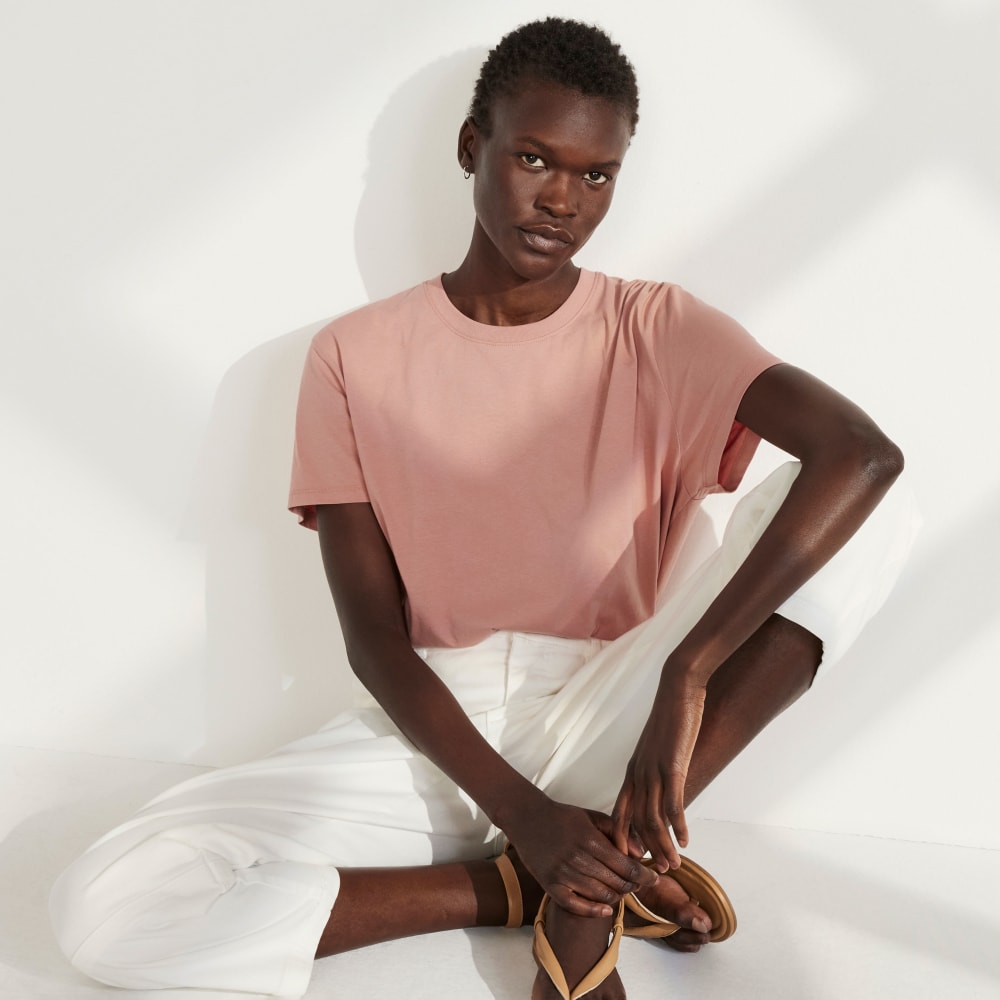 The Box-Cut Tee in Essential Cotton | Light Rose | No Pocket