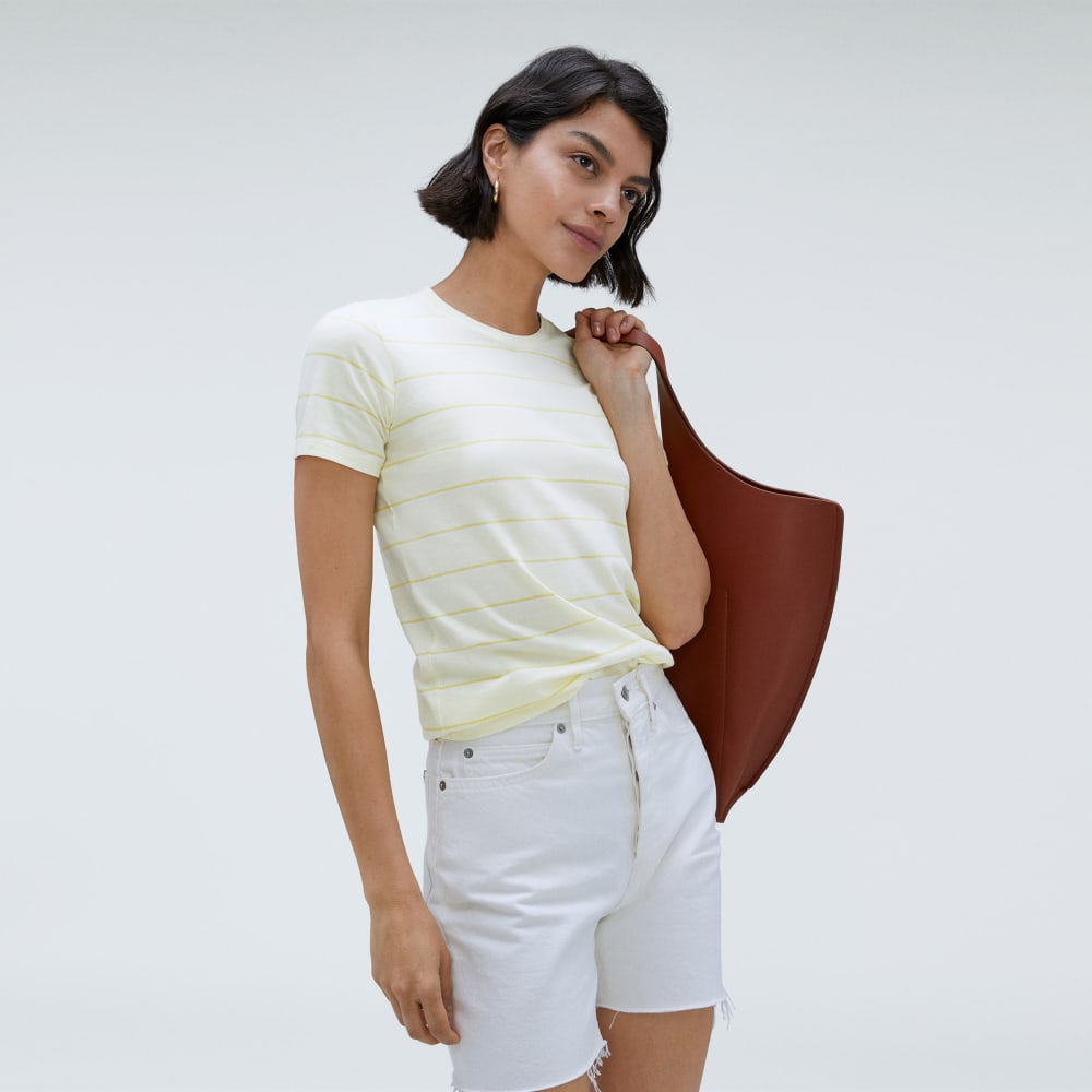 The Organic Cotton Crew Tee | Pastel Yellow / White