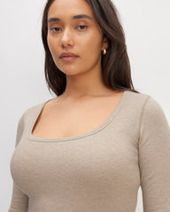 The Luxe Rib Scoop-Neck Tee | Heathered Tan