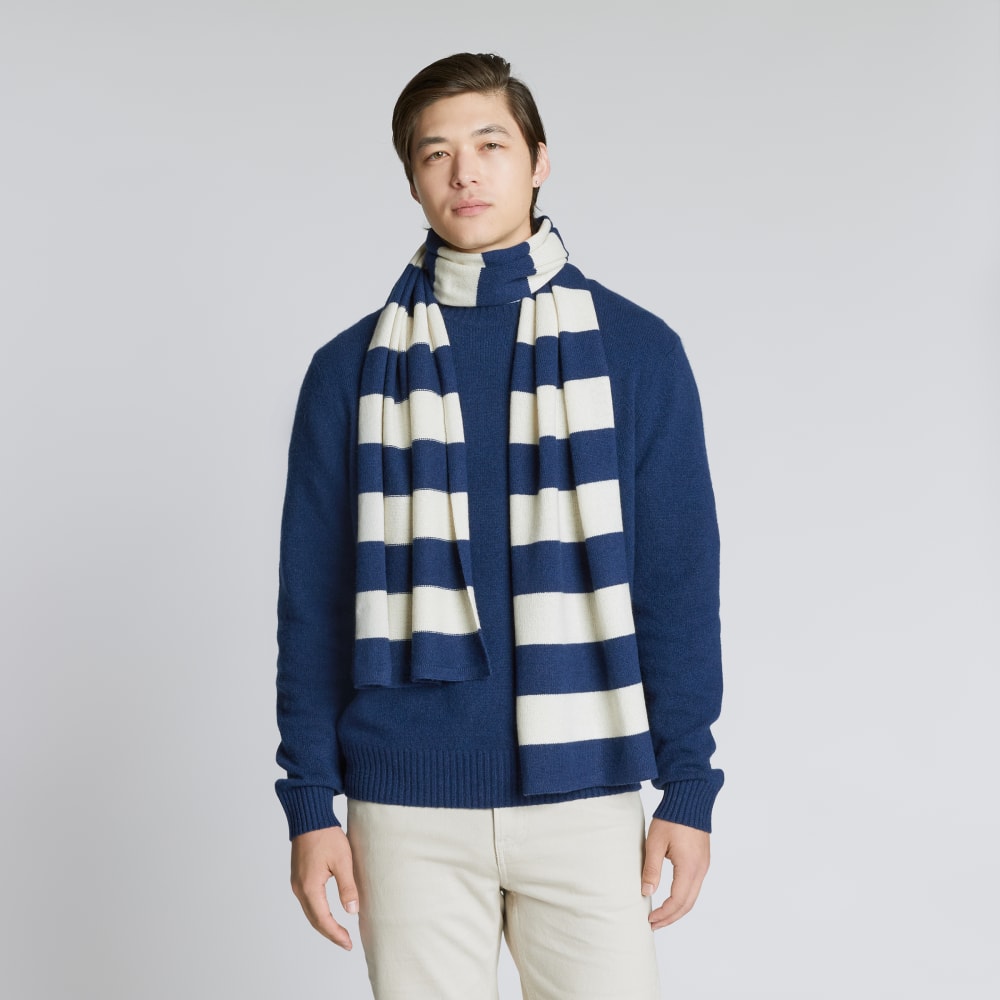 The Cashmere Scarf | Bright Navy / Bone