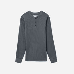 The Waffle Long-Sleeve Henley Tee | Slate