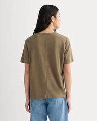 The Slouchy V-Neck Tee in Cotton Linen | Deep Taupe