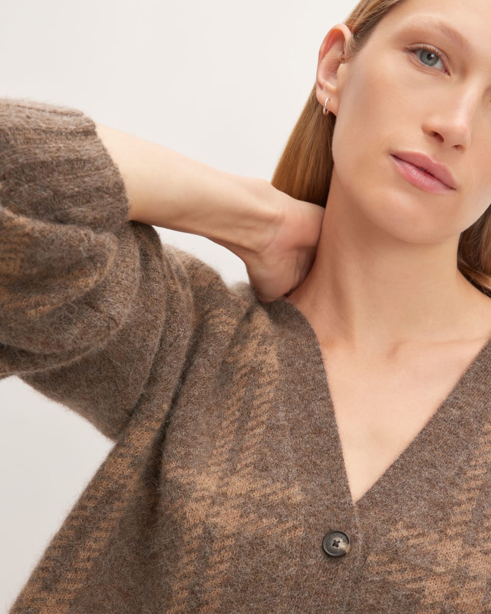 The Alpaca V-Neck Cropped Cardigan | Cocoa / Tiger's Eye