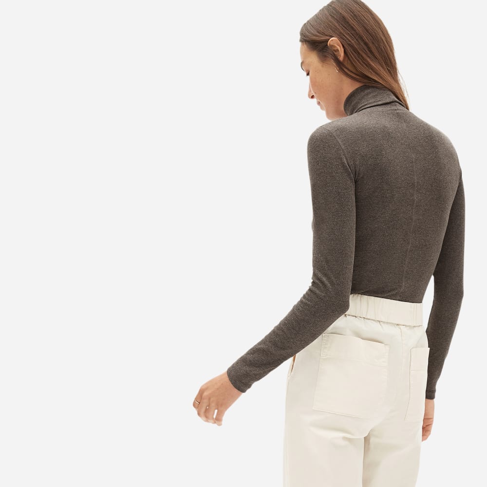 The Luxe Micro-Rib Turtleneck | Heathered Fatigue