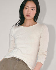 The Luxe Rib Long-Sleeve Crew | Heathered Oat