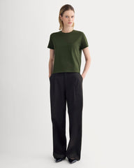 The Box-Cut Tee in Essential Cotton | Dark Green | Pocket