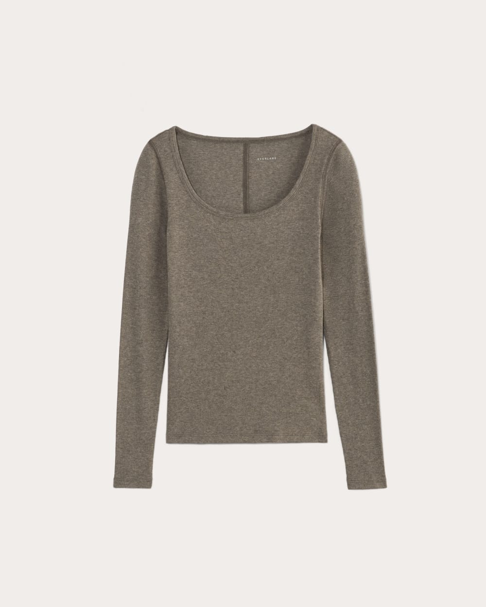 The Luxe Rib Long-Sleeve Scoop-Neck Tee | Heathered Fatigue
